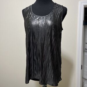 Susan Graver Slinky Tank Top Womens S Metallic Silver Round Neck Sleeveless